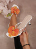 French Stiletto Heel Floral Strap Sandals, Minimalist Niche Slim Fit Summer Shoes Suitable For Dates, Shopping, Parties,Kitten Heels,Flip Flops